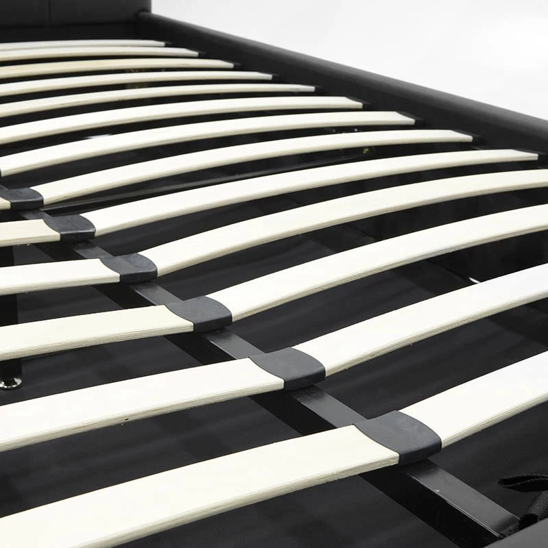 Krevat dopio Roi PU me hapësirë ruajtjeje, ngjyrë e zezë mat, 160x200