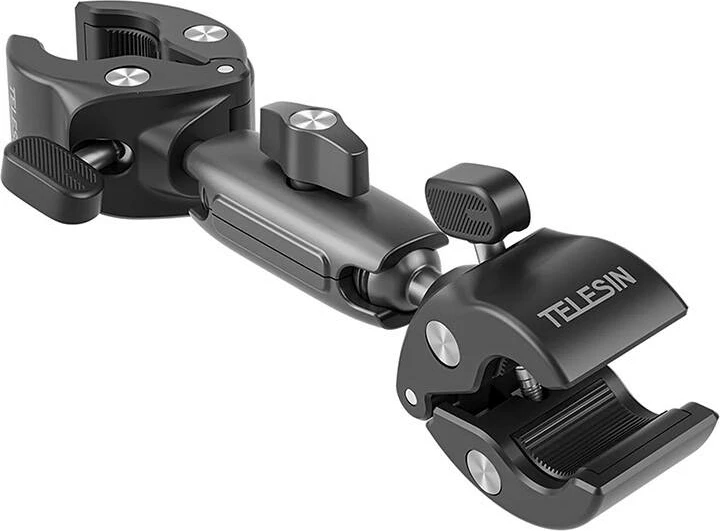 Mbajtëse kamerë sportive, Telesin GP-HBM-001-D, rrotullim 360°, aliazh alumini, për timon motoçikletë/bicikletë