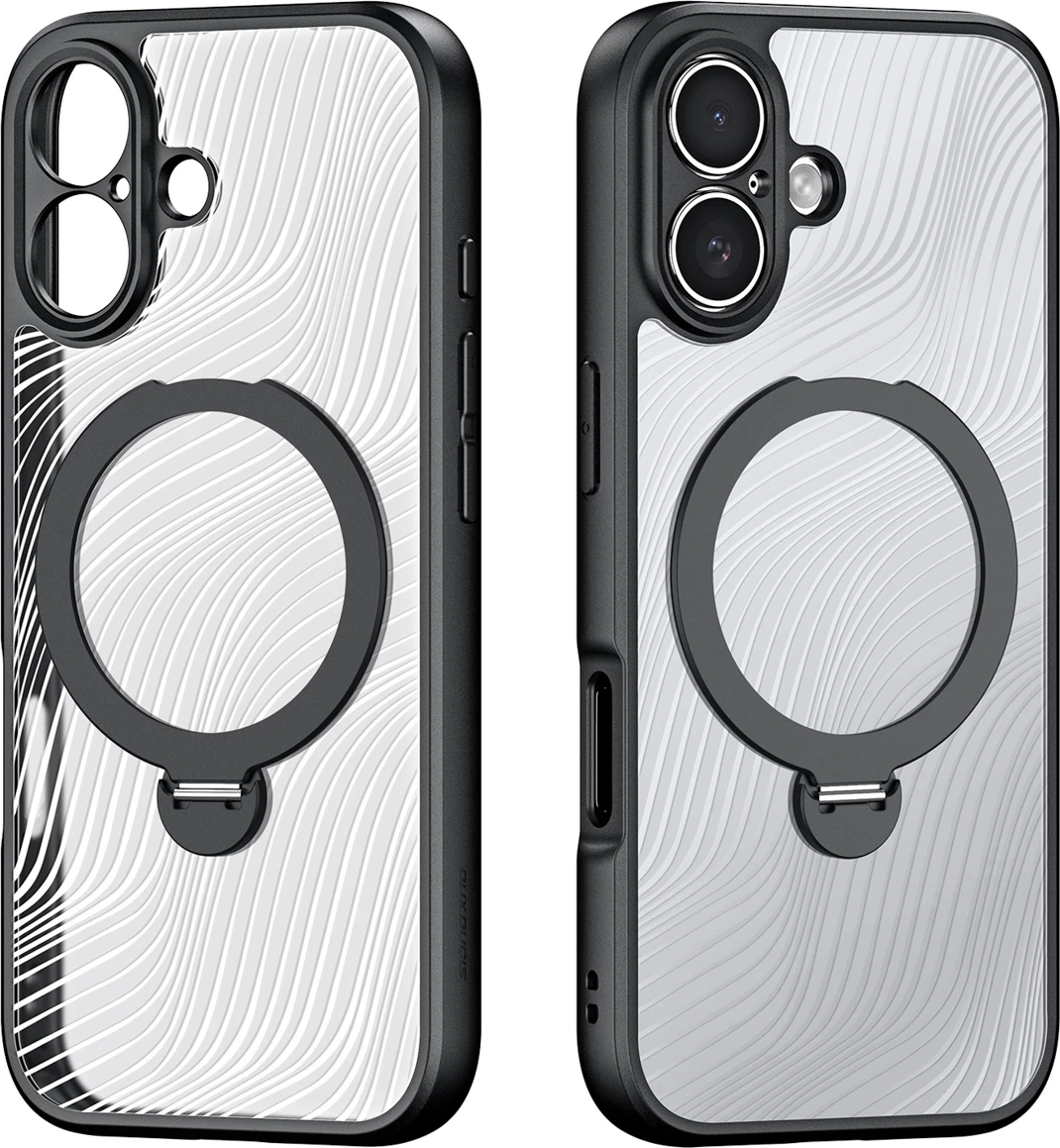 Mbështjellës Dux Ducis Aimo Mag për iPhone 17, me unazë magnetike dhe mbajtëse, i zi