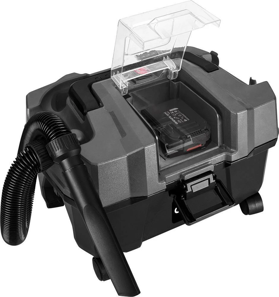 Fshesë industriale me bateri Graphite 58GE105 10L HEPA, funksion fryrjeje, punë e thatë/e lagësht, zi/gri