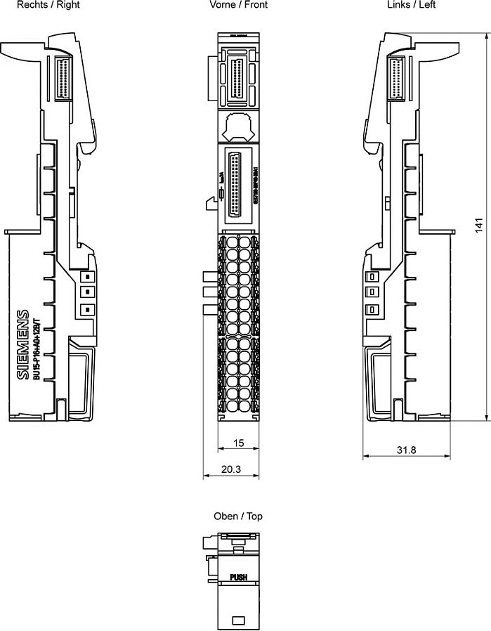 Njësi bazë Siemens SIMATIC ET 200SP 6ES7193-6BP40-0BA1 BU15-P16+A0+12B/T, multicolor