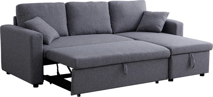 Këndare Kamore me hapësirë magazinimi, shtrat i kthyeshëm, ngjyrë gri, 223x146x85cm