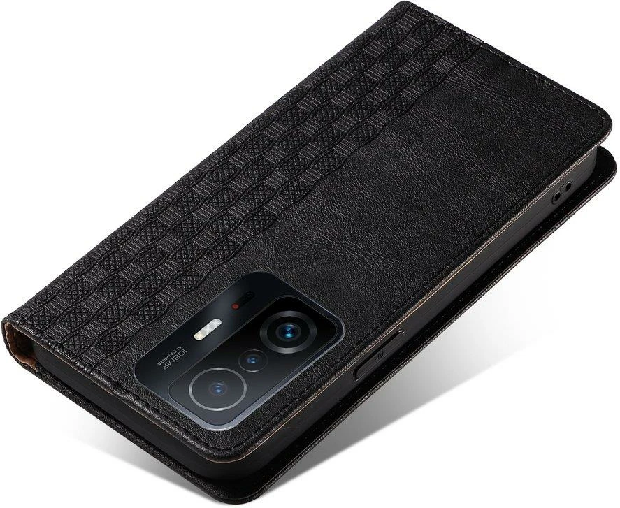 Mbështjellës Hurtel Magnet Strap Case për Samsung Galaxy A13 5G, me portofol, me litar dore, e zezë