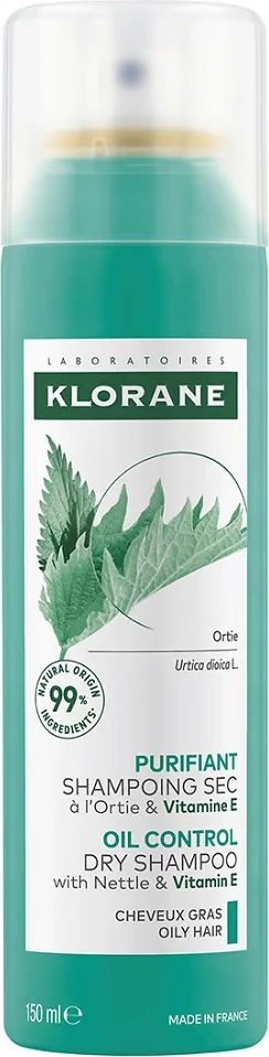Shampon i thatë Klorane Oil Control me hithër dhe vitaminë E 150ml