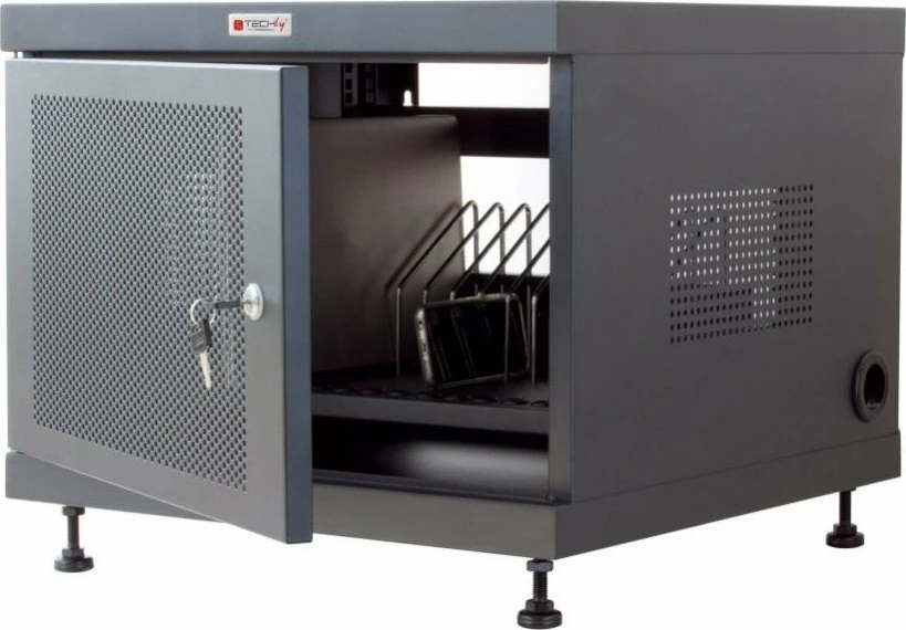 Kabinet karikimi Techly I-CABINET-14DTYDE (PN 367652), 14 slote, 16 prizë AC, i zi