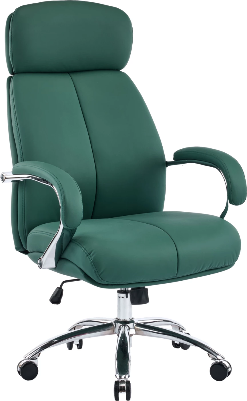 Karrige zyre TOREN, lëkurë sintetike e gjelbër, bazë kromi, 66x74x128cm