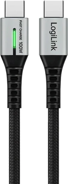 Kabëll USB-C LogiLink 1.5m, 100W, 480Mb/s, LED, i zi