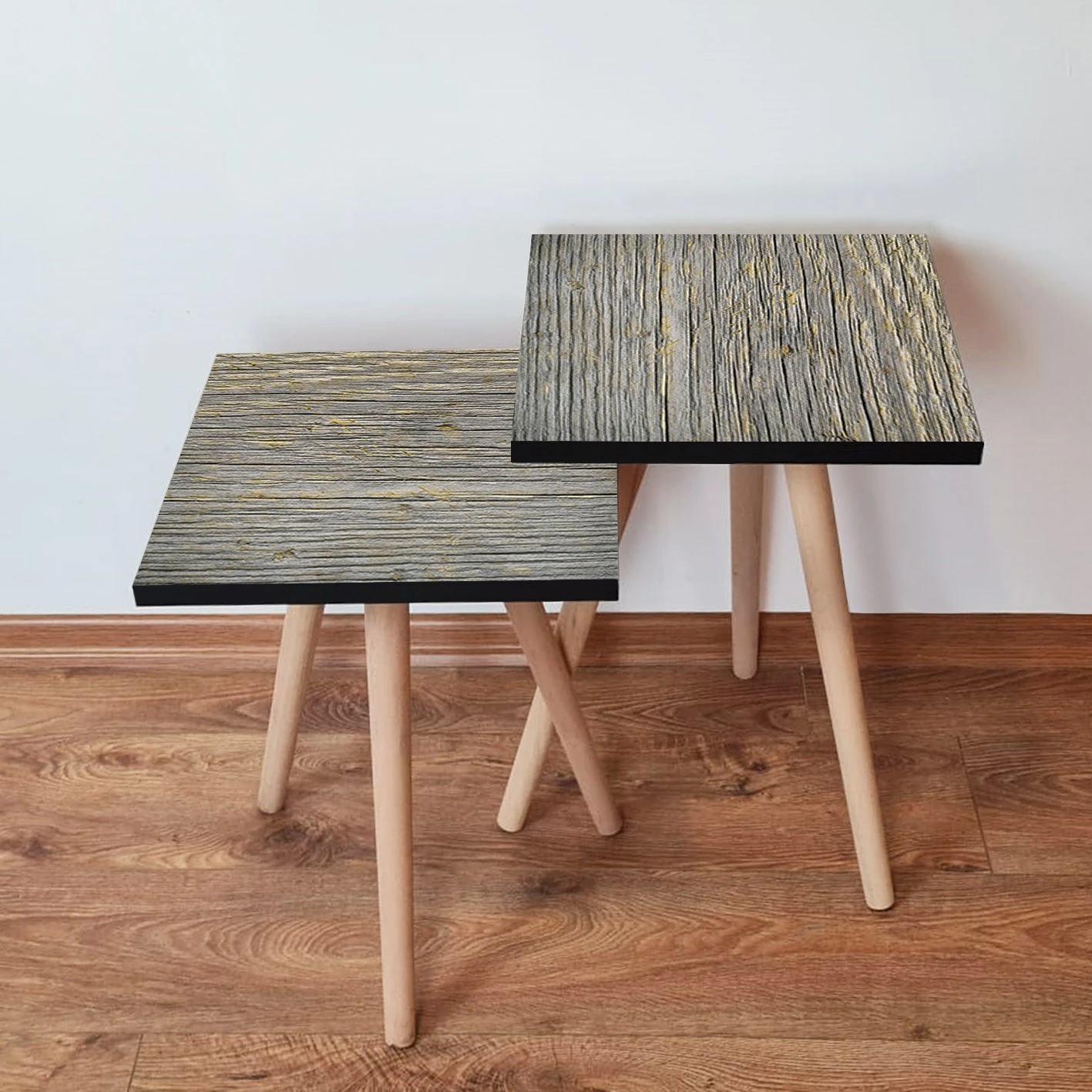 Set tavolinash ndihmëse, dy copë, ngjyrë gri dhe e verdhë, Skye Decor, 2Shp126