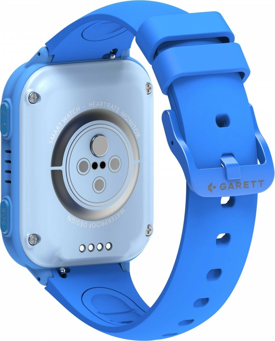 Smartwatch për fëmijë Garett Kids Vibe AI 4G, AMOLED 1.77\", GPS, nanoSIM, 8GB, IP67, blu, set me kabllo karikimi + 9 sticker holografike