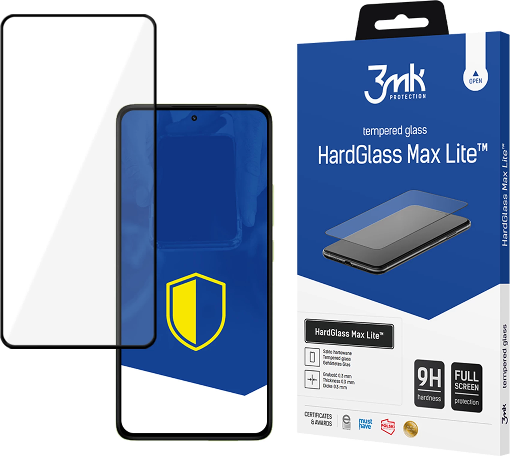 Xham i temperuar mbrojtës 3mk HardGlass Max Lite për Xiaomi Redmi Note 14 Pro / 14 Pro+ 5G, Zi