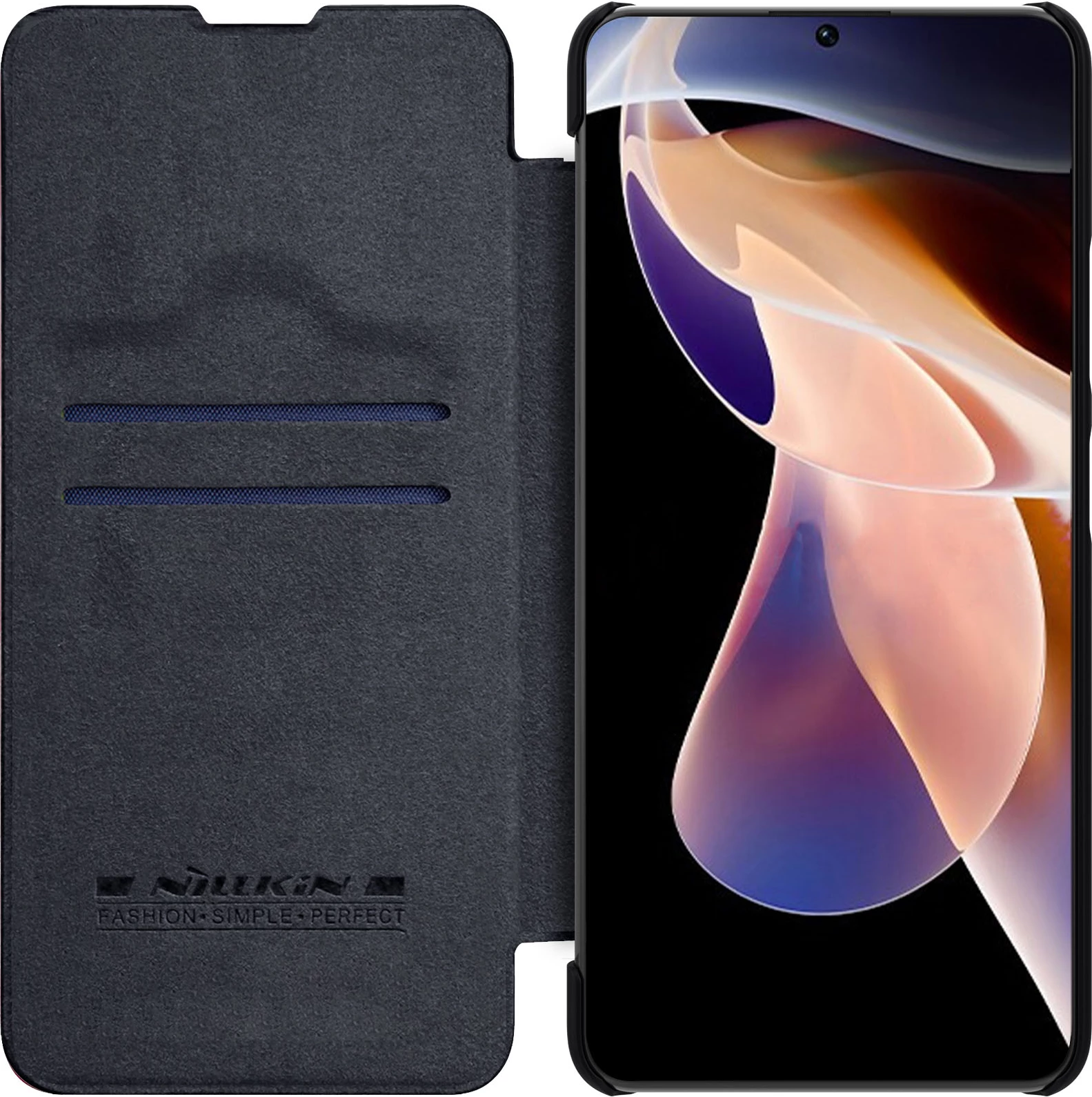 Mbështjellës Nillkin Qin Case për Xiaomi Redmi Note 11 Pro+, Redmi Note 11 Pro, Mi 11i HyperCharge, e zezë