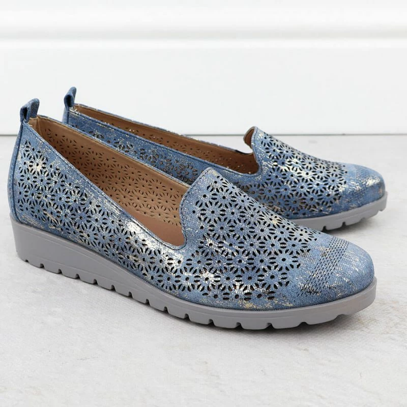 Këpucë me taka M.Daszyński femra, blu dhe të arta