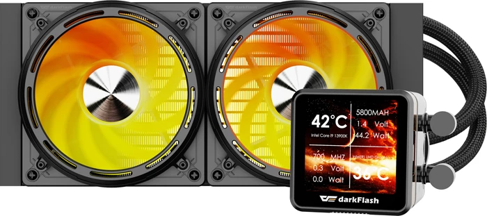 Ftohës ujor CPU, Darkflash Explore DE240, 240 mm, IPS 2.88", ARGB, zi