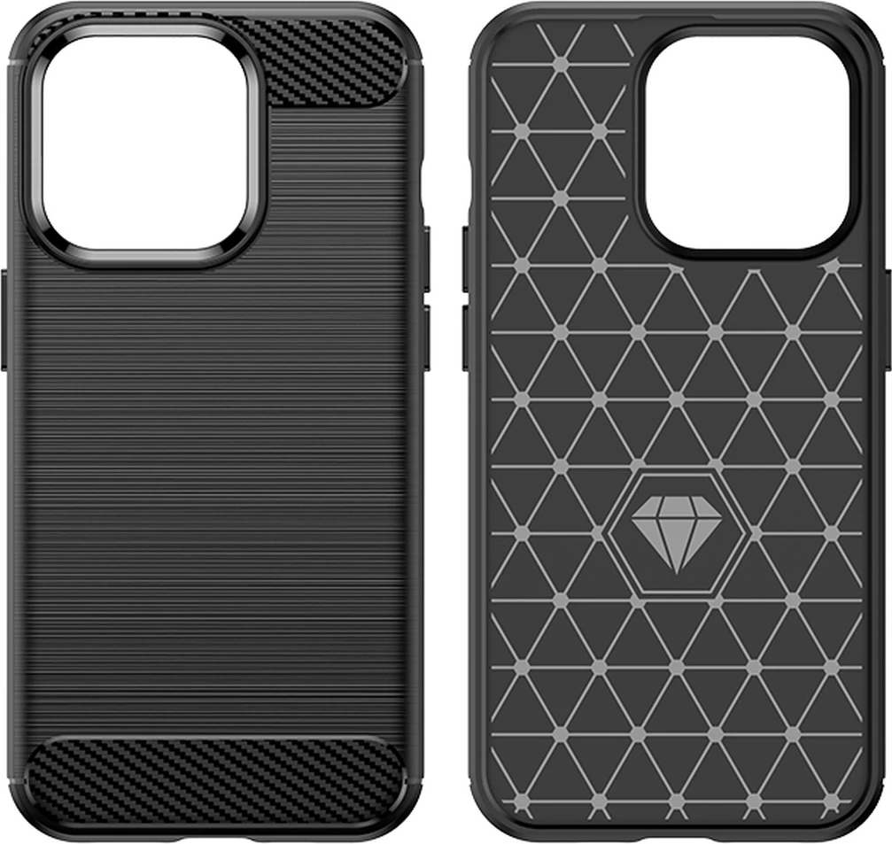 Mbështjellës Hurtel Carbon Case për iPhone 14 Pro Max, TPU, i zi