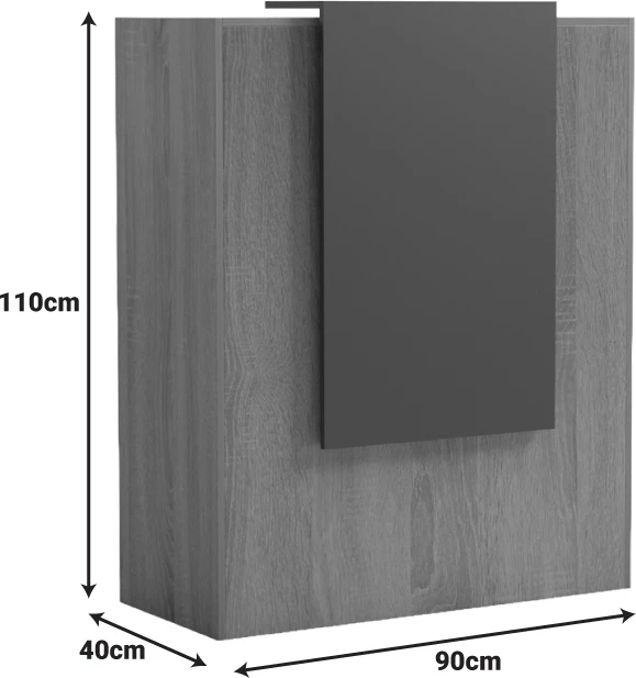 Banak recepsioni Zowel, me LED, pamje lis-sonoma dhe mermeri të bardhë, 90x40x110cm