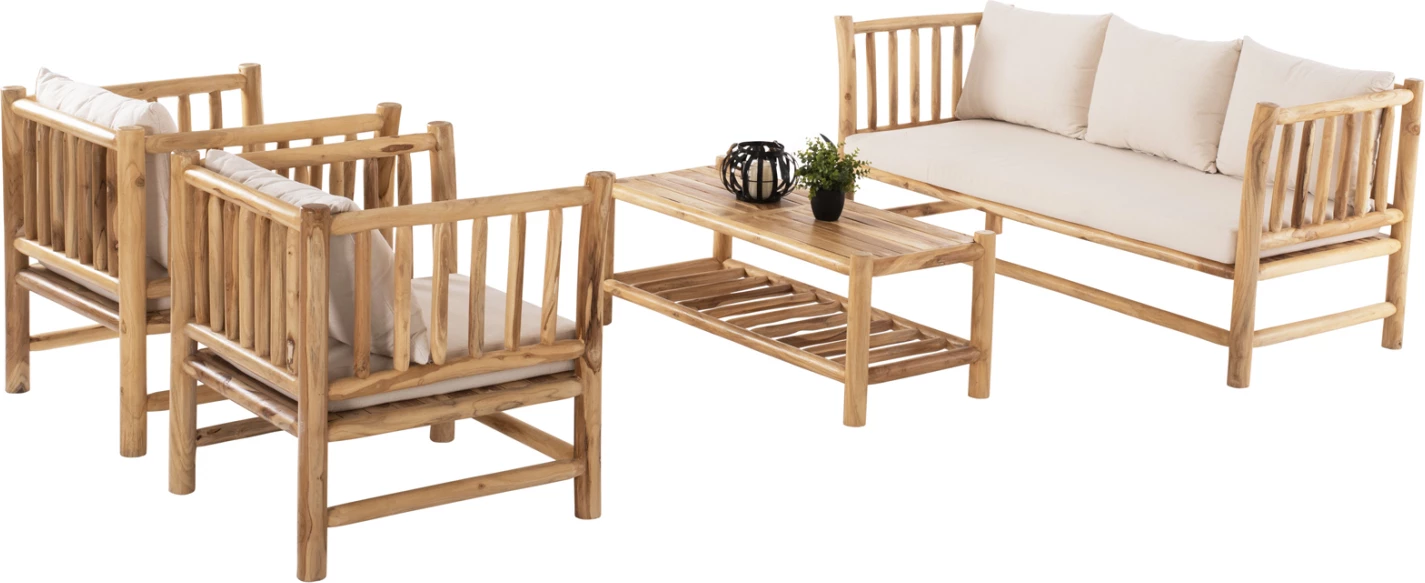 Set ulëse për kopsht FH9340, 4 pjesë, dru/të bardha