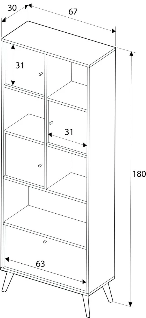 Raft librash Hanah Home, Tkt-931-Fx-1, shumëngjyrësh