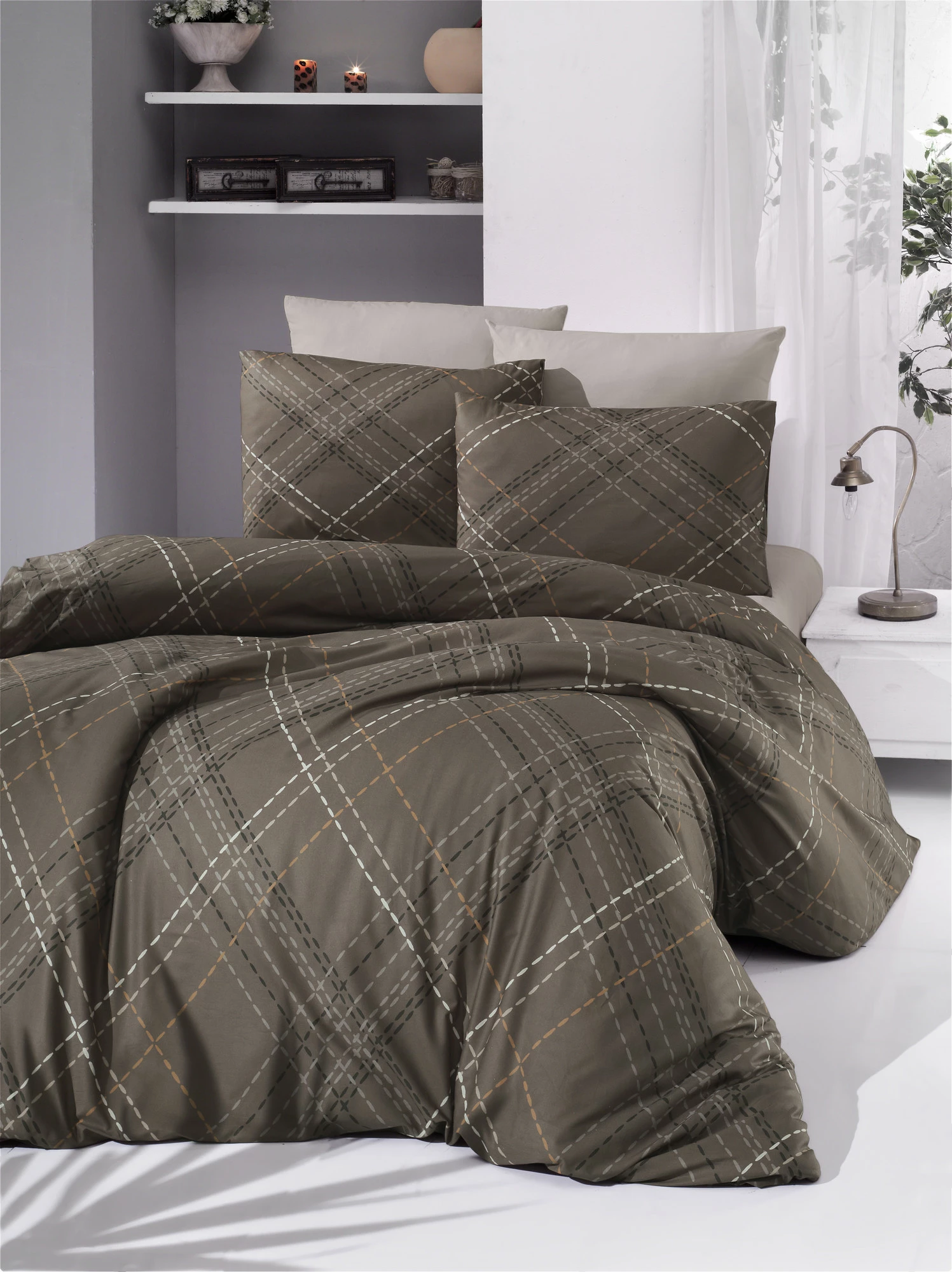 Set mbulesë jorgani njëpersonëshe Ranforce L'essentiel, Briana, ngjyrë kafe