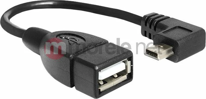 Adapter USB Delock 83245 USB-A femër në MiniUSB mashkull, OTG, 0.16 m, USB 2.0, 90°, i zi