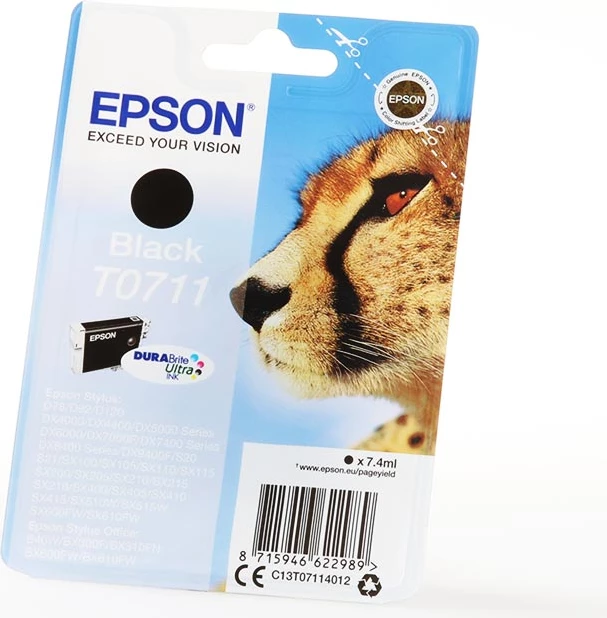 Kartrixh boje, Epson, T0711 C13T07114012, 7.4 ml 245 faqe, e zezë