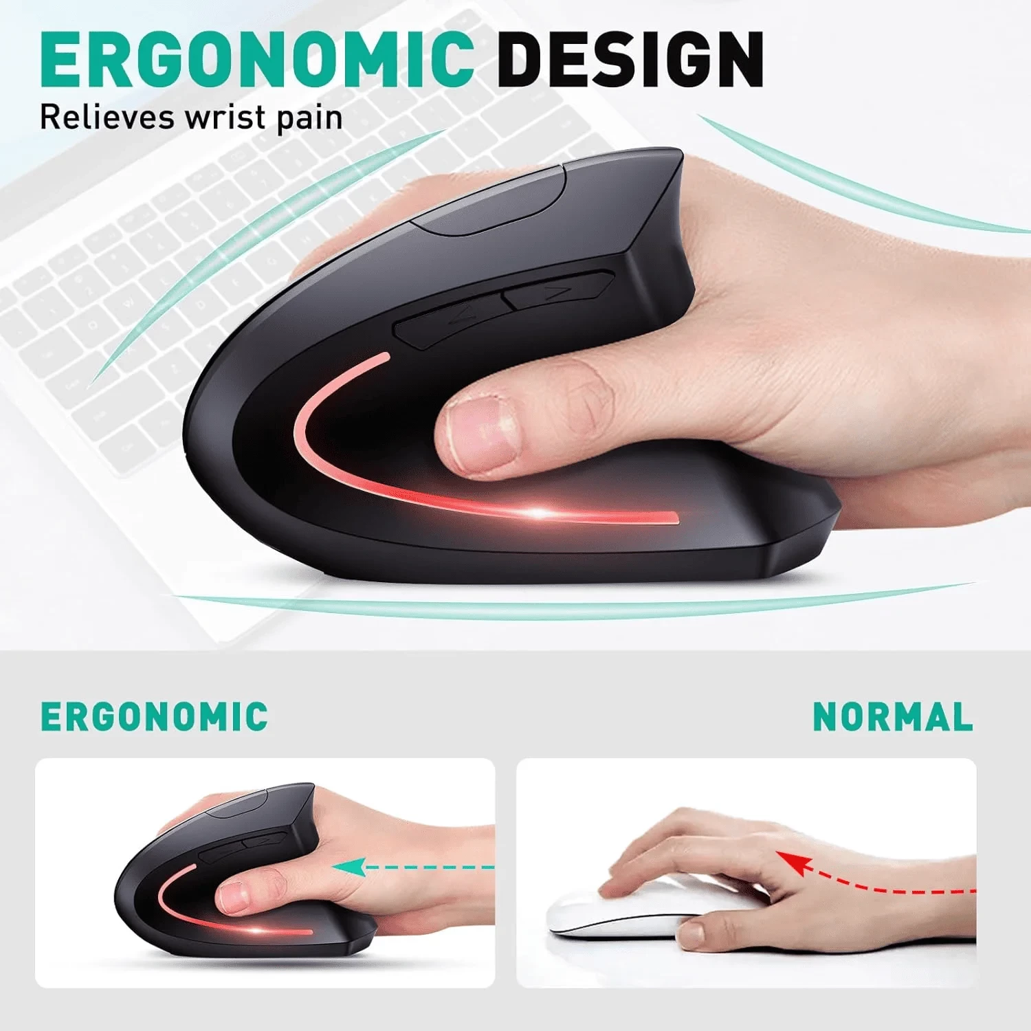 Maus Vertikal Ergonomik Wireless & Bluetooth, Hutini 590446