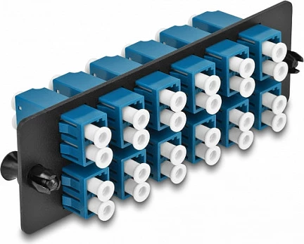 Panel adapteri fibër optike Delock LC Duplex UPC, 12 Port, Single-Mode, zi/blu