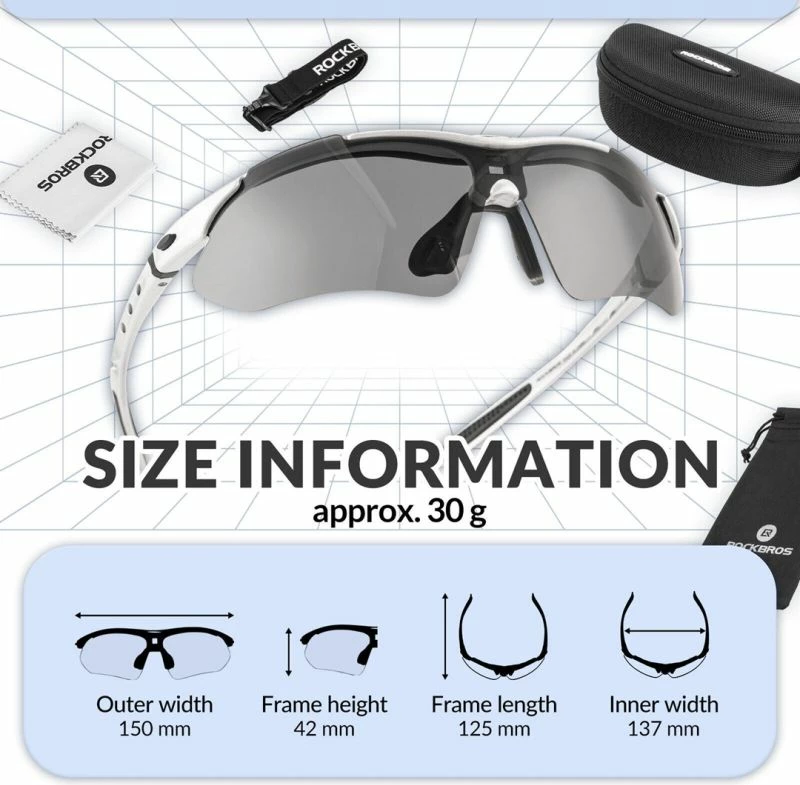 Syze sportive Rockbros, unisex, argjendi