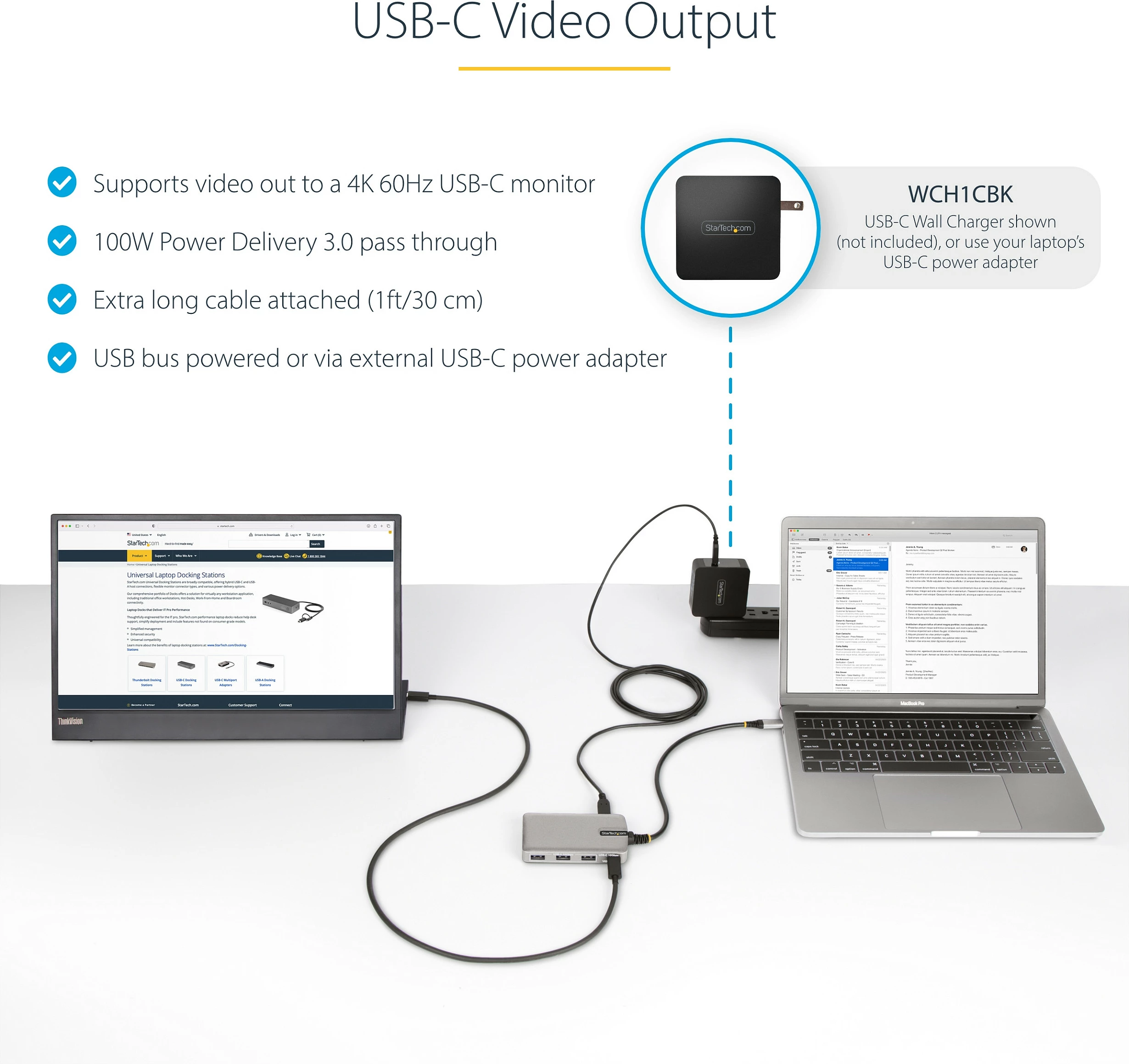 Hub USB-C StarTech 4-Port, 3x USB-A + 1x USB-C me DP Alt Mode 4K 60Hz, PD 100W, 10Gbps, gri