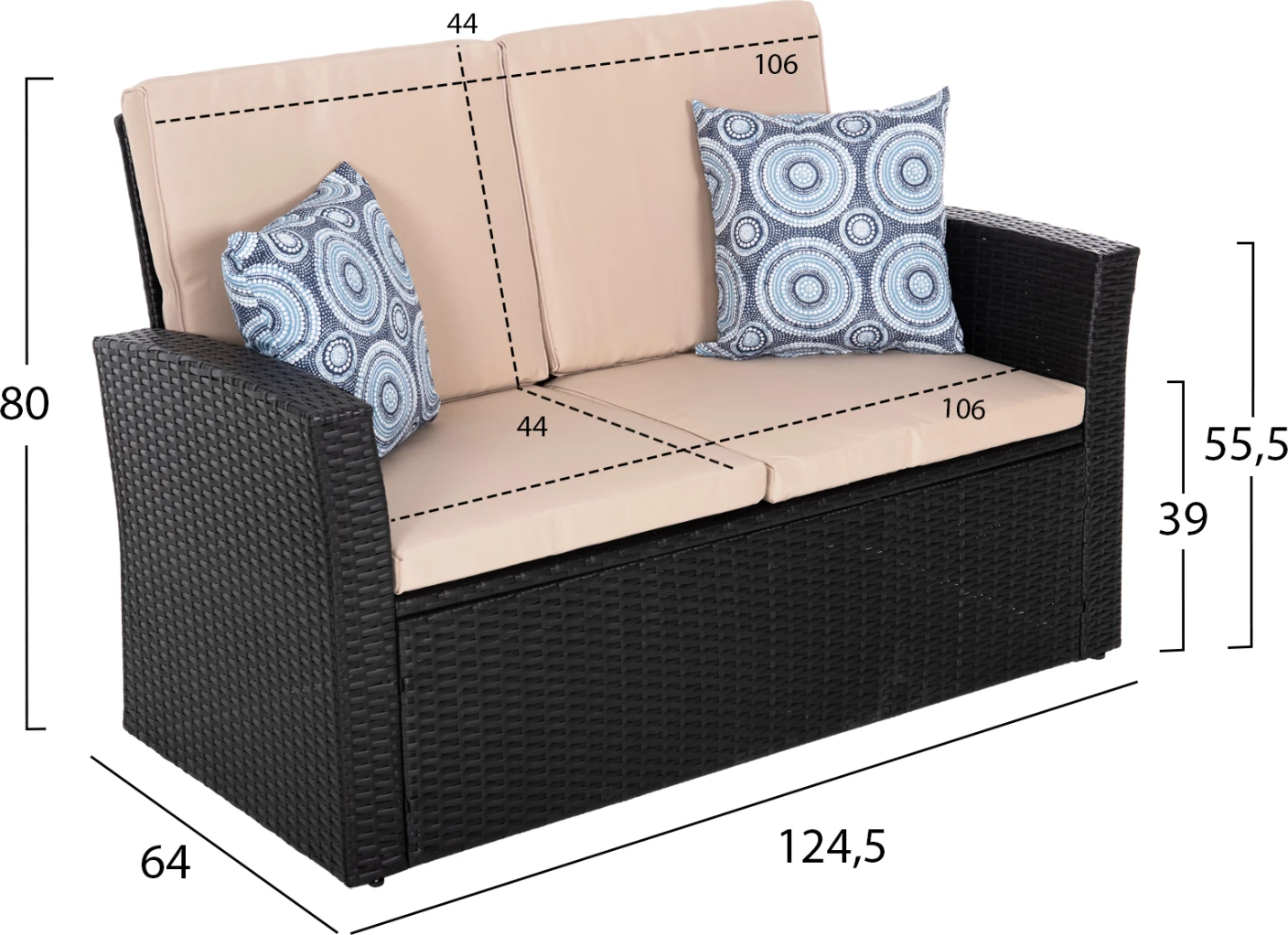 Set ulëse për kopsht THORE FH5978, 4 pjesë, antracit/bezhë