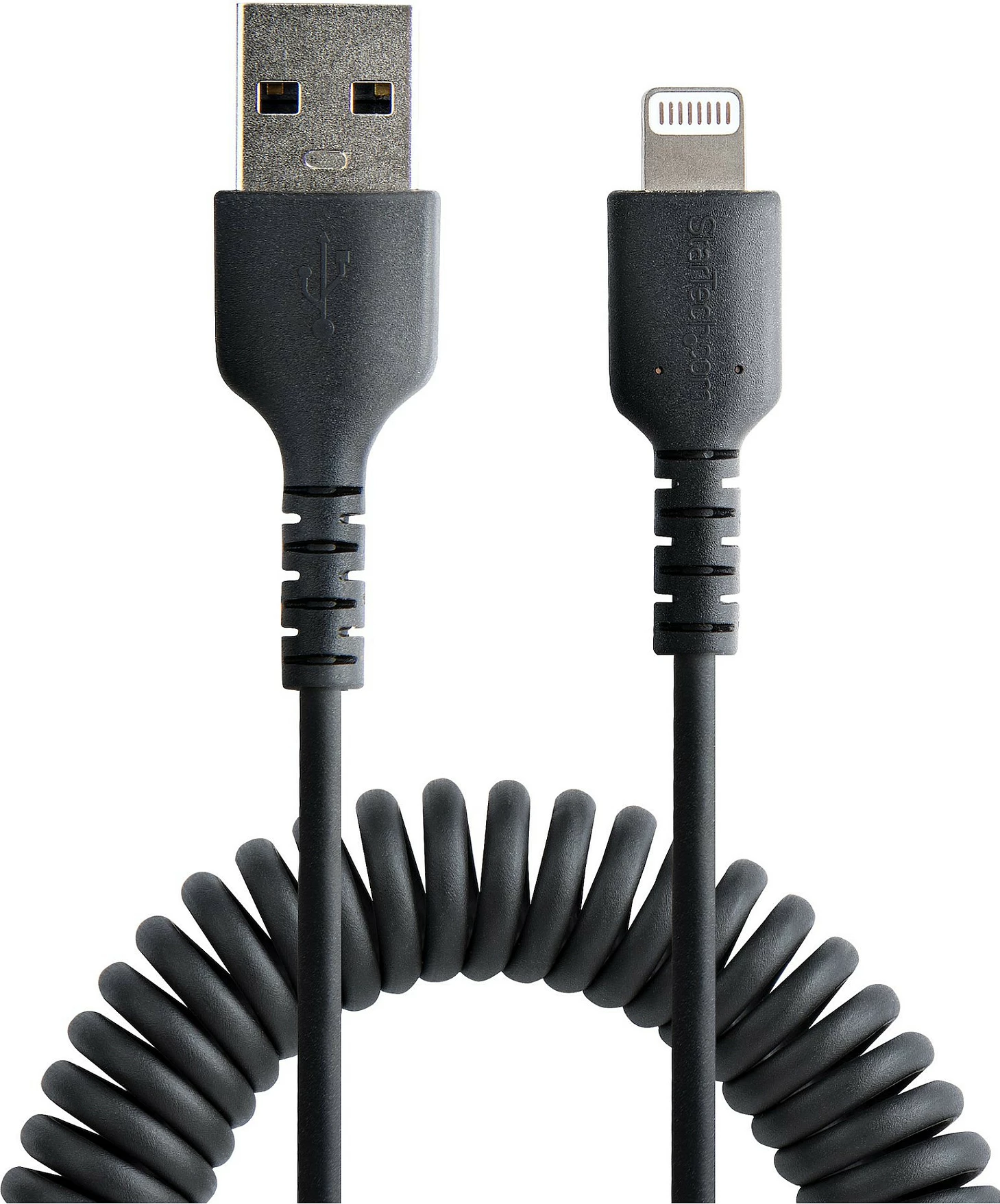 Kabllo USB-A në Lightning StarTech 0.5m spirale, MFi, USB 2.0, e zezë