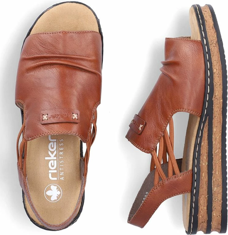 Sandale platforme femra Rieker 62962-22, kafe