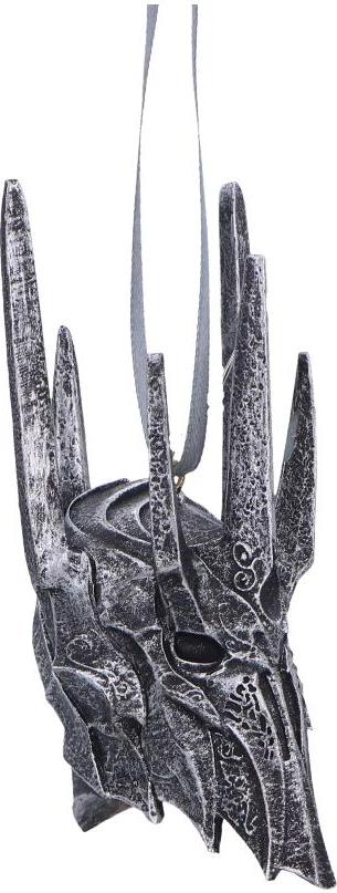 Ornament Krishtlindjesh Nemesis Now Lord of the Rings Helm of Sauron, resinë e pikturuar me dorë, gri e errët