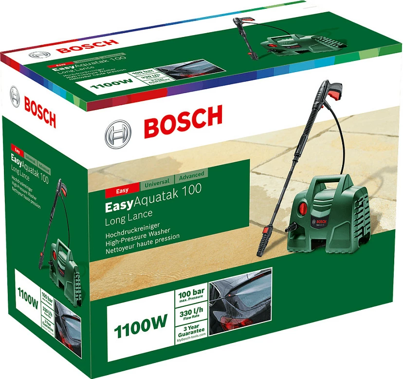 Pastrues me presion Bosch EasyAquatak 100 (0 600 8A7 E01), 1100W, 100 bar, zorrë 3 m, kabllo 5 m, i gjelbër