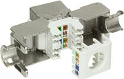 Keystone prizë RJ45 LogiLink EconLine Toolless, Cat6A STP, 10GBase-T, metalik/e bardhë