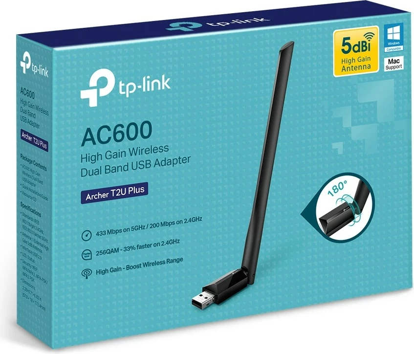 Adapter Wi-Fi USB TP-LINK Archer T2U Plus AC600, IC Intracom, i zi