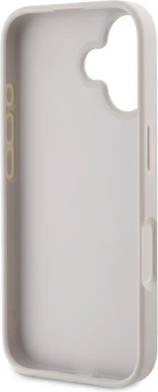 Mbështjellës Guess Leather Metal Logo Strass për iPhone 16, Rozë