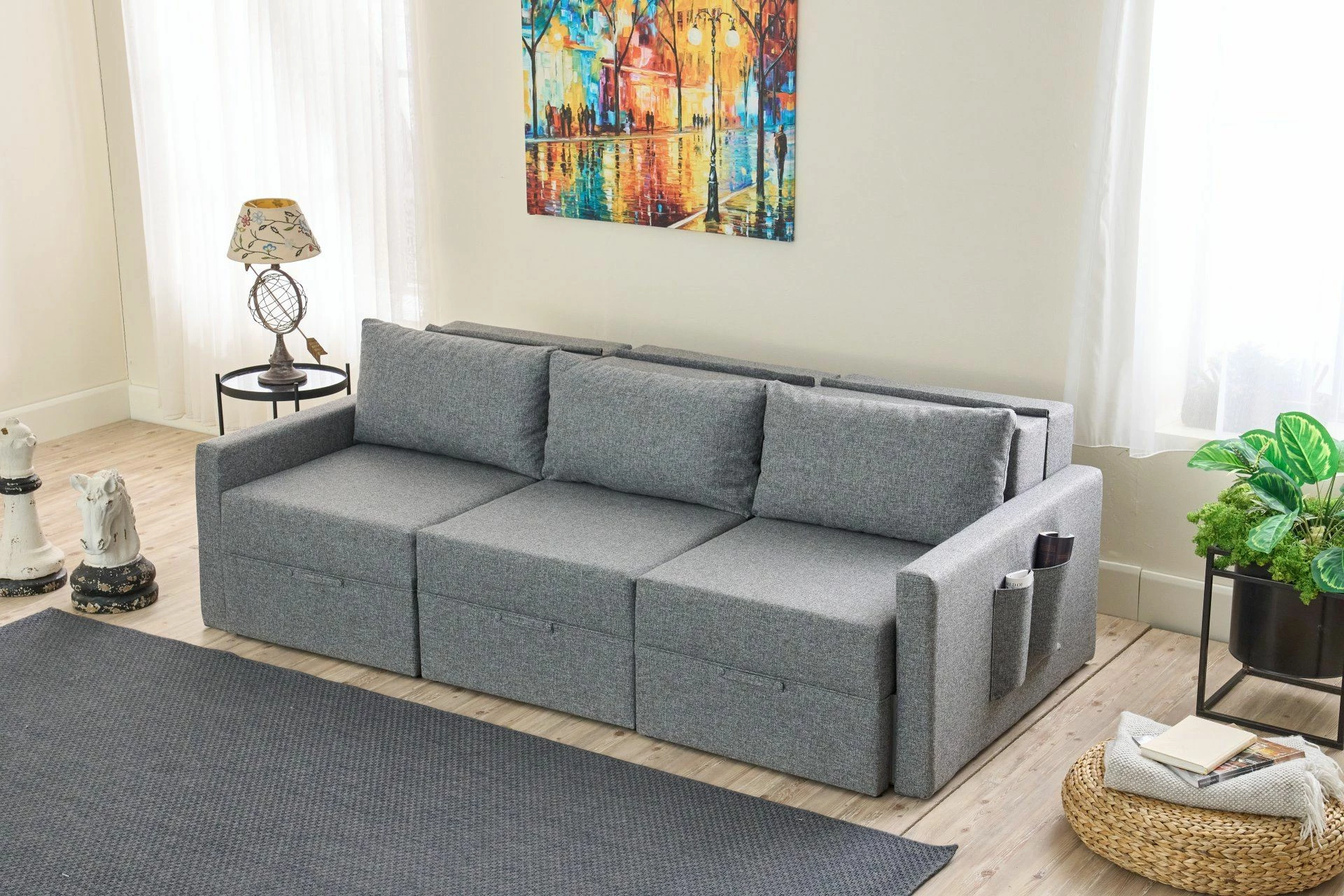 Divan-krevat treshe, Atelier del Sofa, Saros, gri