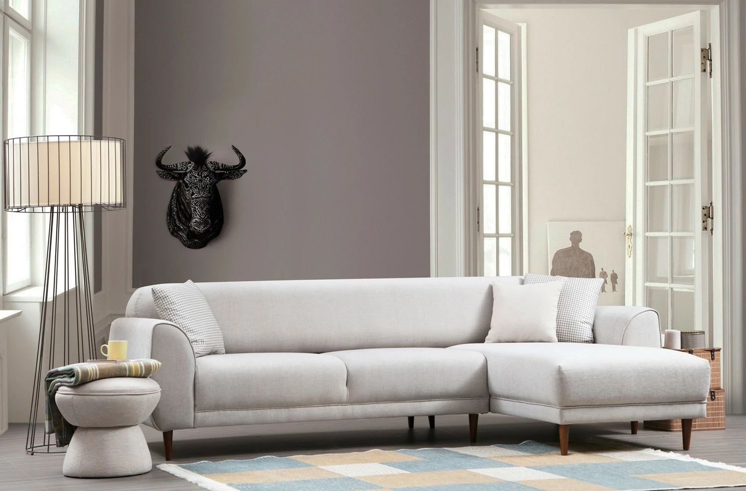 Kënd divan-krevat Atelier del Sofa, kënd i djathtë, bezhë
