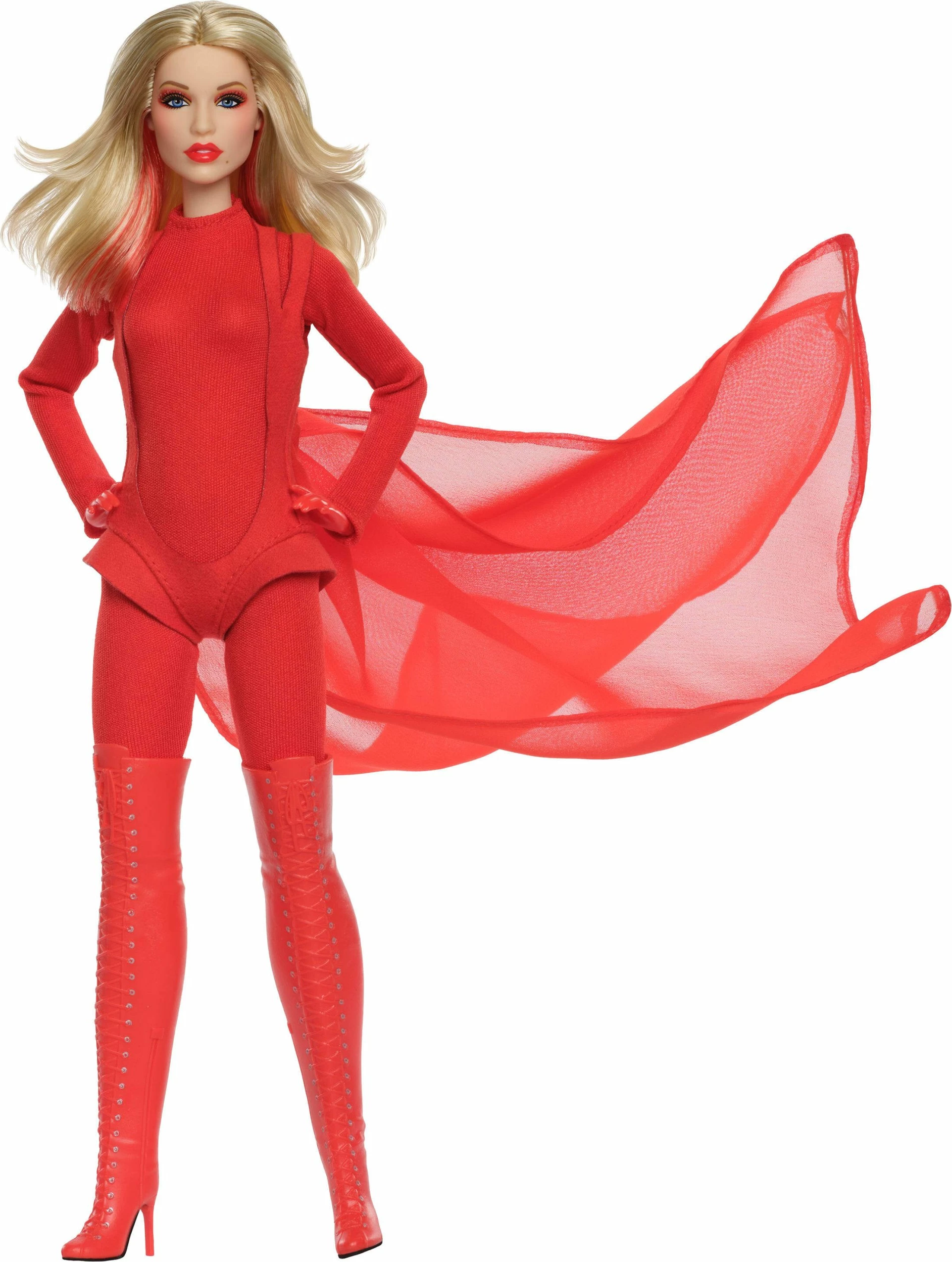 Kukull Barbie Mattel Signature Kylie Minogue JBJ38 koleksionuese, e kuqe, set 1 copë (me mbajtëse dhe certifikatë)