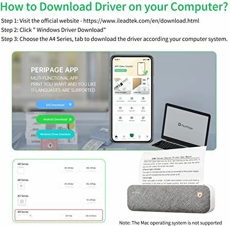 Printer termal A4 PeriPage A40, i bardhë