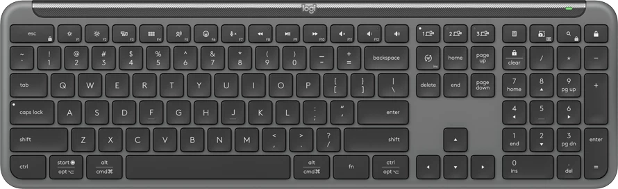 Tastierë wireless Logitech Signature Slim K950, full-size, Bluetooth/2.4GHz, US INT'L, grafit, me USB receiver