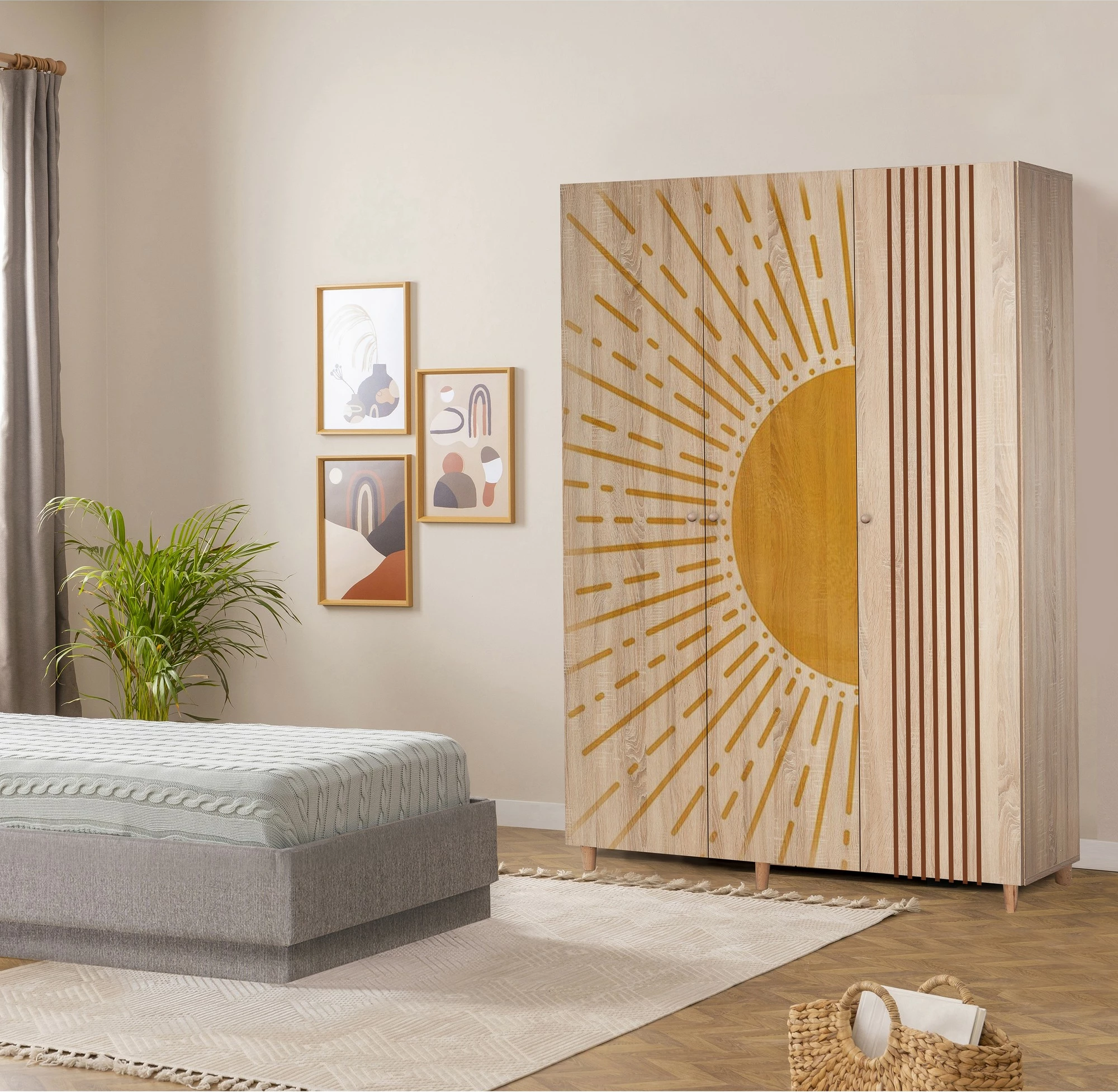 Dollap Lena 3, ngjyrë sonomo, Skye Decor - 135x192x52cm