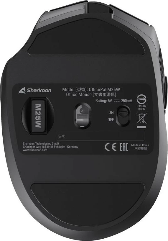 Maus Sharkoon OfficePal M25W, wireless + USB Type-C, 4000 DPI, i zi