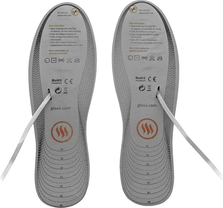 Shtrojë e ngrohshme ultra e hollë për çizme skijimi Glovii GW4U, kontroll me APP, e rregullueshme 36-48, me bateri 1200mAh + karikues, set 2 copë, kuqe/zezë