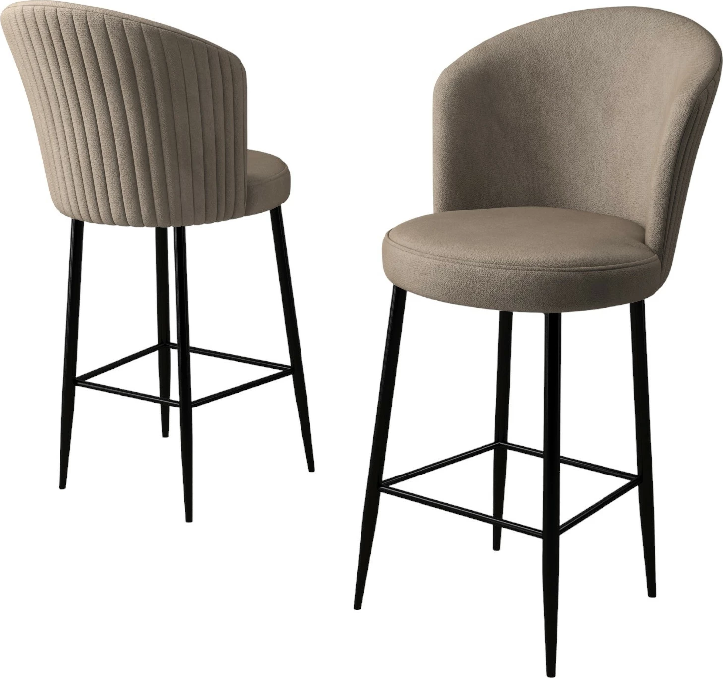 Set karrigesh për bar (6 copë), Hanah Home, Fora, kapuçino, e zezë