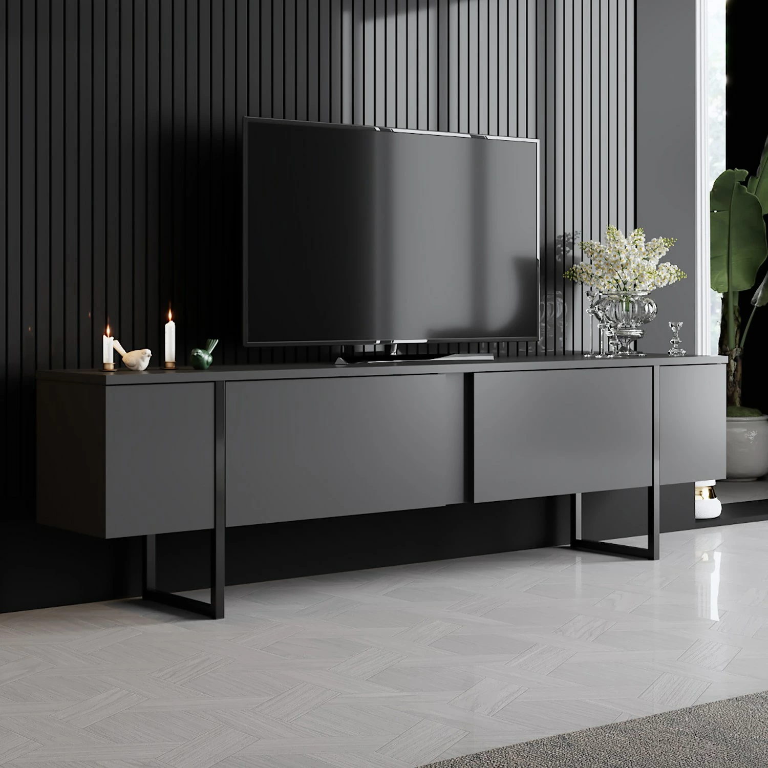Komodë TV Hanah Home, Luxe, antracit, e zezë