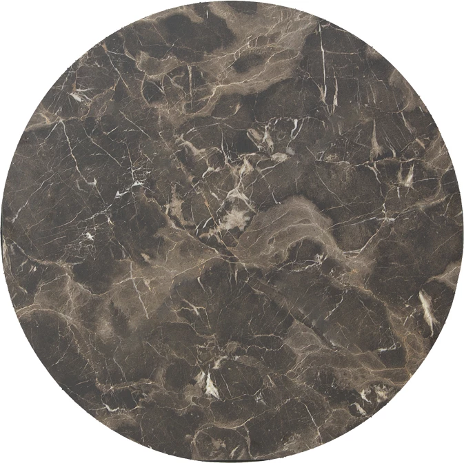 Sipërfaqe tavoline Verhia HPL, pamje mermeri gri e errët, D69cm, 12mm trashësi