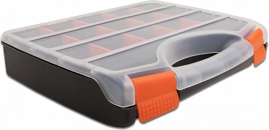 Kuti organizuese DeLOCK me 17 ndarje, 320x255x60 mm, zezë/portokalli