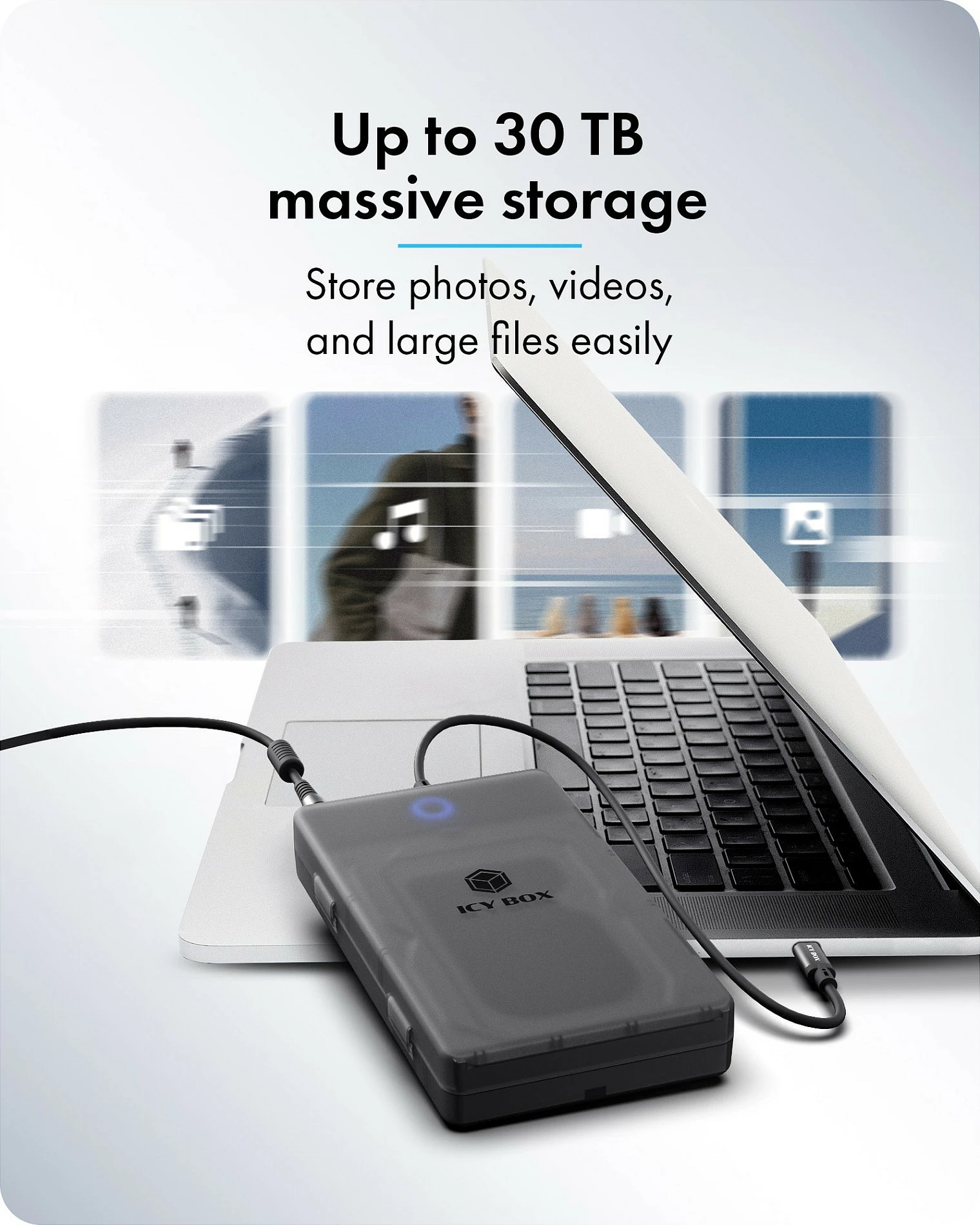 Kasë eksterne ICY BOX për HDD/SSD SATA 2.5"/3.5", USB 3.2 Gen 1 5Gbps Type-C/Type-A, transparent/zezë
