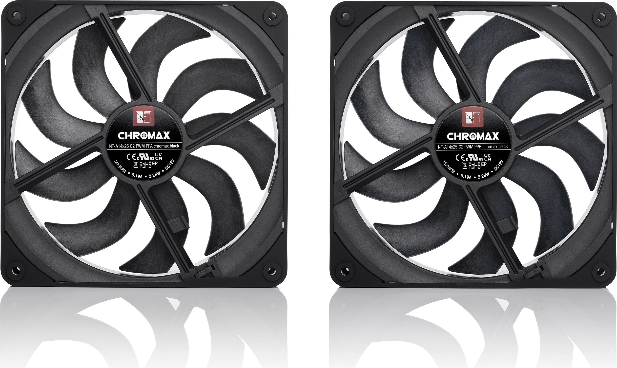 Ventilator për kasë NOCTUA NF-A14x25 G2 PWM Sx2-PP, 140mm, 2 copë, i zi
